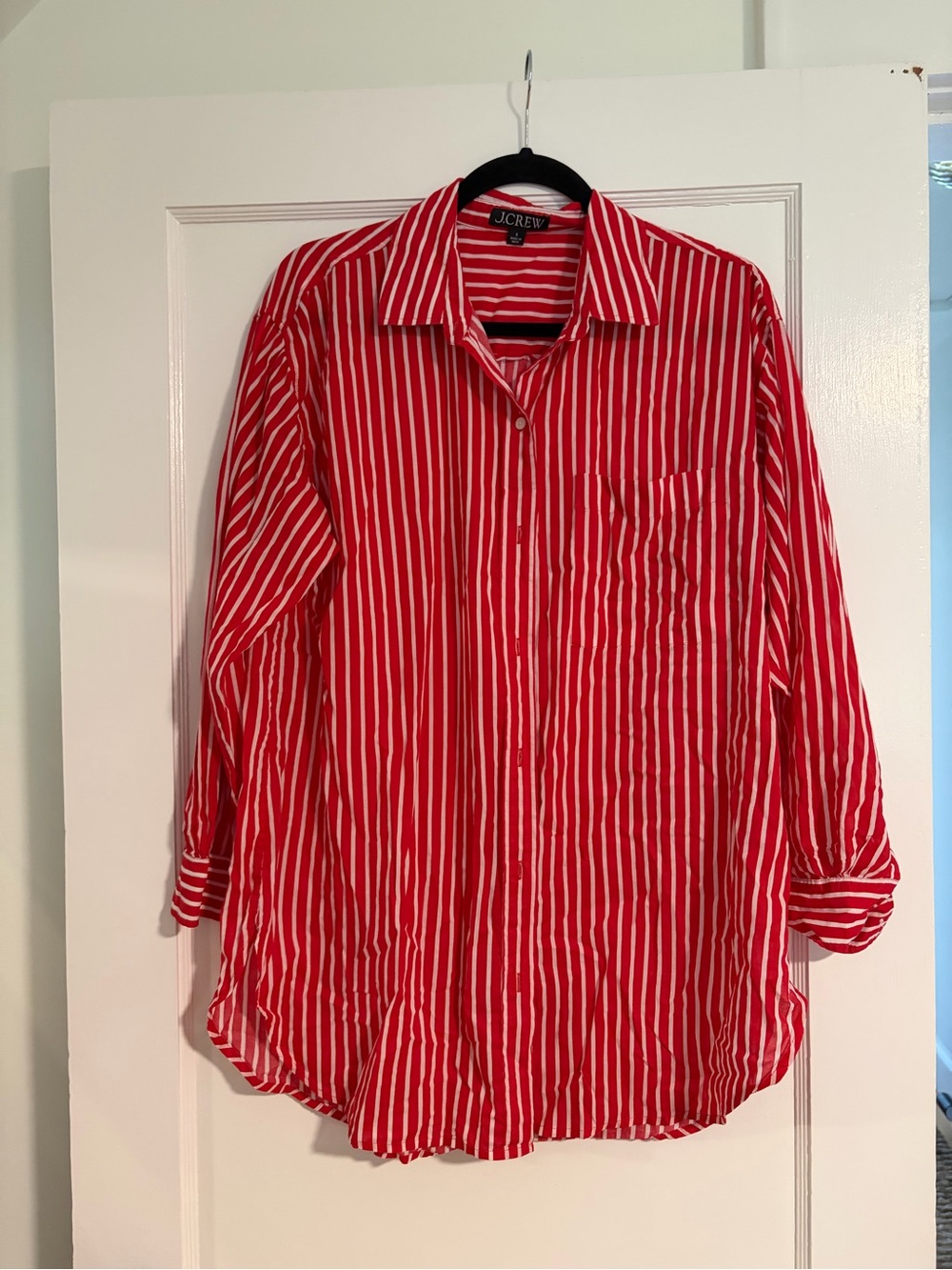 J. Crew Etienne Red & White Striped Button-Down Shirt